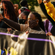 Demonstrators gather around Rep. Attica Scott (D-KY) and other members of the Black Women’s Collective during a march to the Breonna Taylor memorial at Jefferson Square Park on October 3, 2020, in Louisville, Ky.
